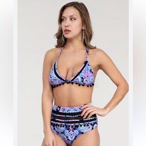 Women’s swimwear Bathing Suit Cheetah Two Piece Bikini Swimsuit NWOT Size XL